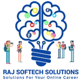 Raj Softech Solutions Blue Logo