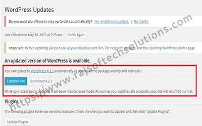 Not updating WordPress Core Files